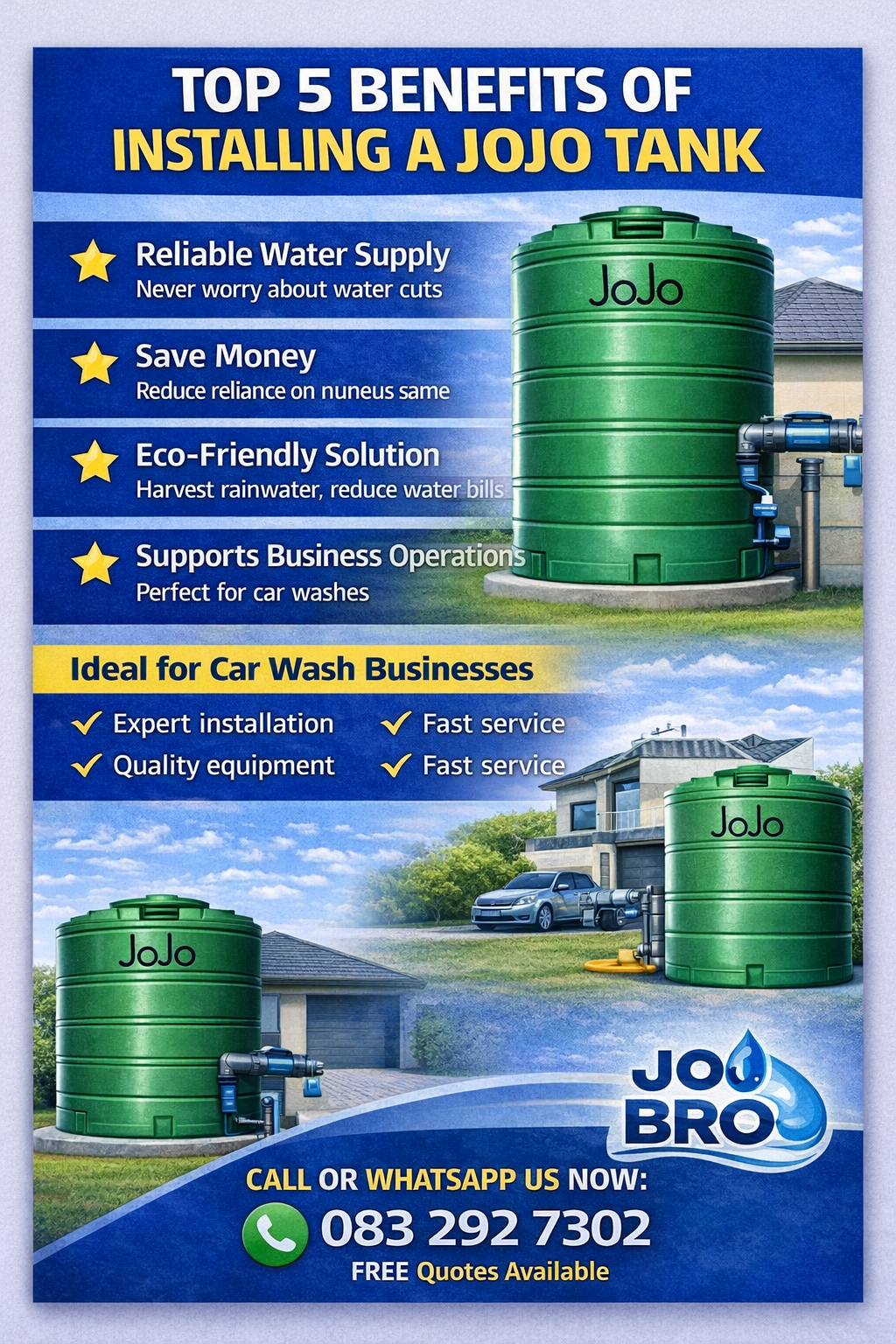 Top 5 Benefits of Installing a JoJo Tank